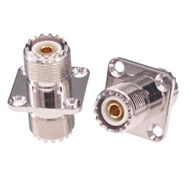 Imagem de RFaha 2 peças UHF fêmea para adaptador de rádio fêmea SO239 4 furos flange montagem em painel conector coaxial RF (F158-2)