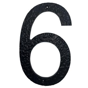 Imagem de TripDock Números de casa de 30,5 cm de altura para uso externo - Antidesbotamento e resistente ao clima - Números de endereço residencial de acrílico preto - Montagem embutida ou flutuante/Número 6