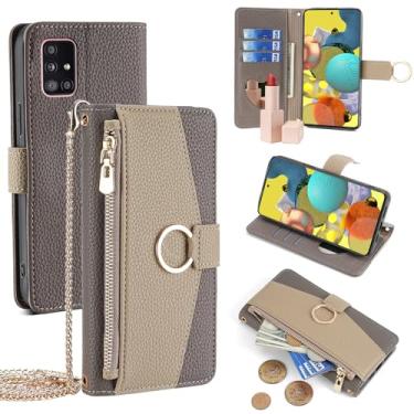 Imagem de YOUULAR Capa carteira com alça transversal compatível com Samsung Galaxy M01 Core/A01 Core/A3 Core, bolsa magnética com zíper, bolso com zíper, capa flip de couro PU à prova de choque com suporte