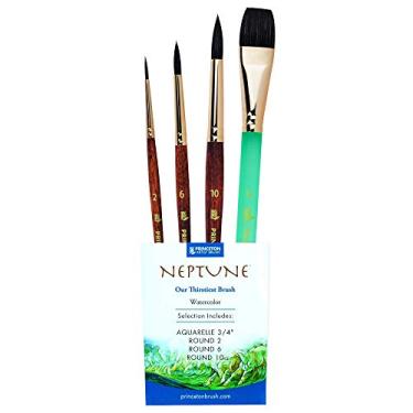 Imagem de Princeton Neptune Professional Watercolour Brushes 4750 Series - 4pc Soft Synthetic Squirrel Brush Set for Watercolour Painting - Aquarelle 1.9cm - Round 2 - Round 6 - Round 10