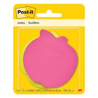 Imagem de Post-it Super Sticky Notes, 7,6 x 7,6 cm, 2x a potência de colagem, formato de maçã (7350-APL)