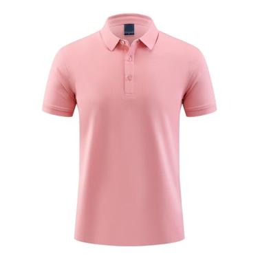 Imagem de Legou Camisa polo masculina de alta qualidade manga curta secagem rápida roupas de trabalho leves camisetas ao ar livre, rosa, GG