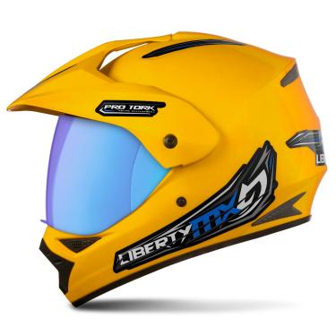 Imagem de CAPACETE FECHADO PRO TORK LIBERTY MX VISION PRO AMARELO TAM. 60 VIS. CAMALEÃO