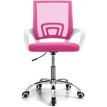 Imagem de Cadeira Escritório Diretor Tela Mesh e Base Giratória Confortável (Rosa)