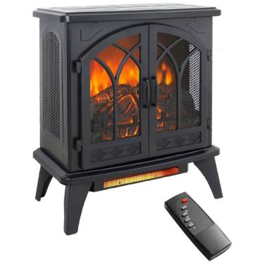 Imagem de Lareira Elétrica Portátil com Brilho Ajustável, Chamas Realistas 3D e Controle Remoto, 110V 1500W, Innoflame, Preta