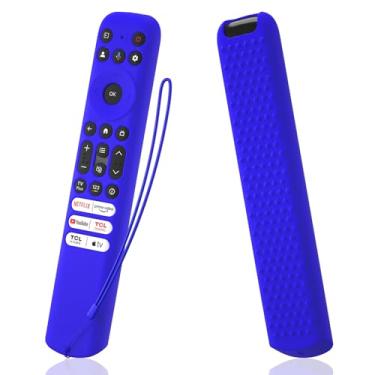 Imagem de AKSHFETH Capa de silicone para controle remoto TCL RC813 FMB1/RC923 FMB3 Smart TV Capa protetora de silicone para controle remoto TCL RC813 com cordão (azul)