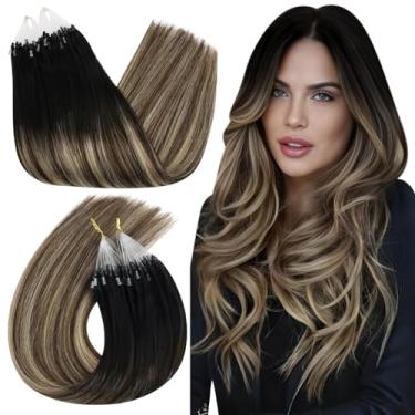 Imagem de Ugeat Extensões de cabelo Balayage Micro Link Natural Preto a Marrom Escuro Mix Caramelo Marrom Balayage Micro Anel Extensões de Cabelo Humano Real para adicionar comprimento e volume por Cold Fusions