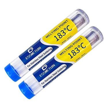 Imagem de Essmetuin Fio de solda de núcleo especial para aço inoxidável/folha de níquel/flocos de zinco/cobre/folhas de ferro/solda de alumínio, fio de solda de núcleo multifuncional 1,0 mm (0,04 pol), pacote com 2