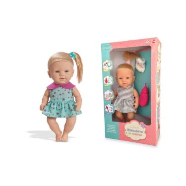 Imagem de Boneca Em Vinil Brincadeira De Menina Faz Xixi C/ Acessórios