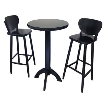 Imagem de Conjunto Bistrô Mesa Red Alta 2 Banq Mad Preto - VivaLigna