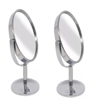 Imagem de 2 Espelhos de Mesa Oval Giratório Dupla Face Aumento Zoom P