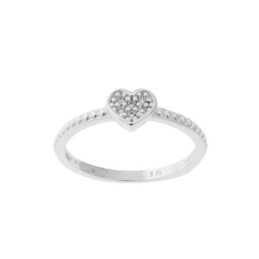 Imagem de Anel de prata 925 feminino rommanel fino skinny coraçâo cravejado zirc