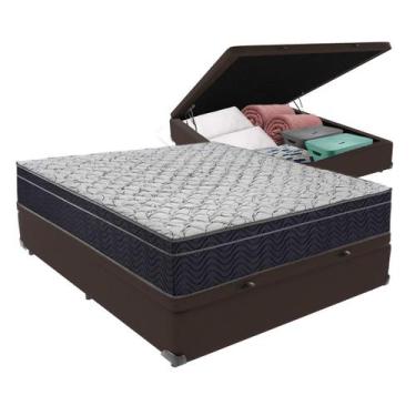 Imagem de Cama Box Baú Viúvo Marrom e Colchão Airtech 150 D45 Ortobom