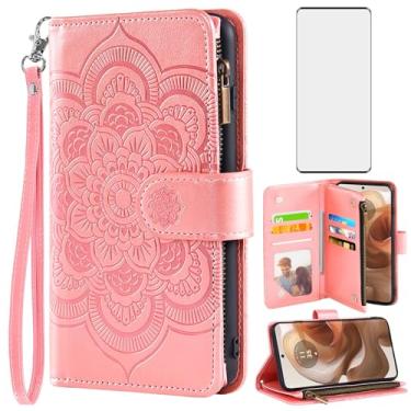 Imagem de Asuwish Capa para celular Motorola Edge 50 Ultra/Moto X50 Ultra com protetor de tela de vidro temperado e porta-cartão de crédito flip de couro floral Cell Edge50 50 Ultra 2024 feminino masculino ouro