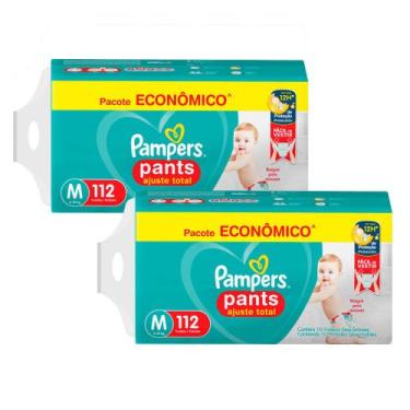 Imagem de Kit 2 Fralda Pampers Pants Ajuste Total Tamanho M Pacote Econômico com