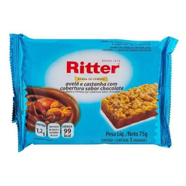Imagem de Barra de Cereais Ritter Avelã e Castanha com Cobertura Sabor Chocolate