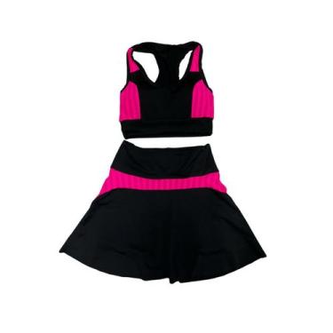 Imagem de Conjunto Academia Cropped Com Bojo +Short Saia - WJU JEANS, P, Rosa