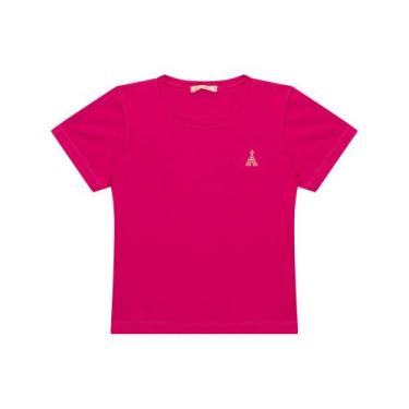 Imagem de Blusa Infantil Menina Manga Curta Básica Em Cotton - Pink - Tupinikins