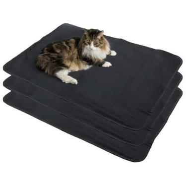 Imagem de 3 Caminhas para Cães e Gatos Dobrável 200 Lavagens 100x70 Preto Antipu
