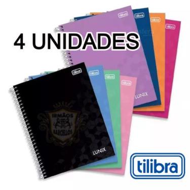 Imagem de Kit 4 Cadernos Espiral 160 Folhas Universitário Lunix 10M Capa Dura Co