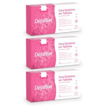 Imagem de Depilflax Kit 3 Caixas Cera Quente Depilatória Espanhola 1Kg Natural C