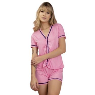 Imagem de Baby Doll Blogueira WLS Modas Feminino Adulto Pijama Curto Aberto Botõ