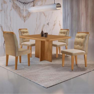 Imagem de Mesa Olimpia 90 MDF canto copo e com 4 Cadeiras Carol