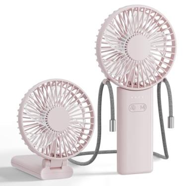 Imagem de HandFan Ventilador portátil portátil, ventilador pessoal atualizado 2024, mini ventilador recarregável por USB para viagem/verão/concertos/cílios, presentes para mulheres (rosa)