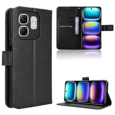 Imagem de Elubugod Capa de couro compatível com Infinix Smart 9 4G, capa flip de couro PU compatível com Infinix Hot 50i 4G X6531 X6531B / Smart 9 4G X6532 capa preta