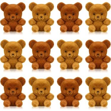 Imagem de 36 Pcs Mini Flocked Bears Miniature Stuffed Plush Bears Tiny Decorations for Birthday Cake Baby Shower Wedding Party Favor Small Bag Charm DIY Supplies, 1 Inch, Brown, Light Brown