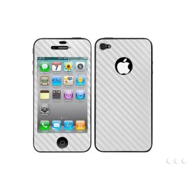Imagem de Película de cellet - Design de fibra de carbono branca para Apple iPhone 4/4S - Branco