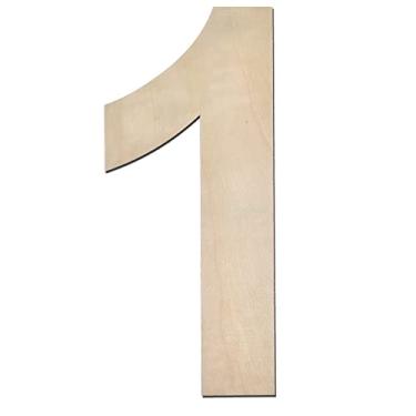 Imagem de Número de madeira de 30,5 cm de espessura, número de madeira inacabada, grande de 1,4 cm de espessura, para decoração de parede de casa, artesanato faça você mesmo