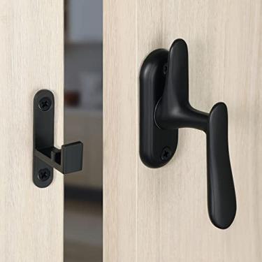 Imagem de Alise Trava de fecho, trava de porta oscilante de 360 graus, trava de porta de aço inoxidável SUS304 para porta deslizante de porta de armário, preto fosco