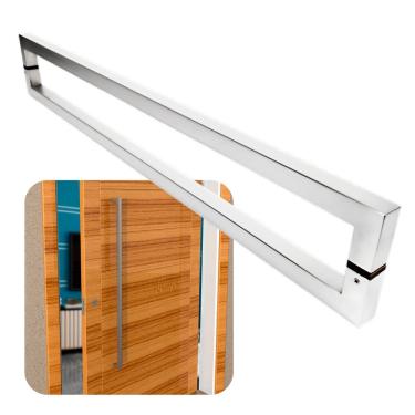 Imagem de Puxador Portas Duplo Aço Inox Escovado Slin 60 cm para portas: pivotantes/madeira/vidro temperado/porta alumínio e portões