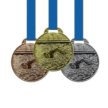 Imagem de 50 Medalhas Natação Metal 35mm Ouro Prata Bronze - Gedeval