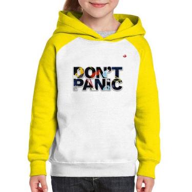 Imagem de Moletom Infantil Don't panic - Foca na Moda, Branco, Amarelo, 10