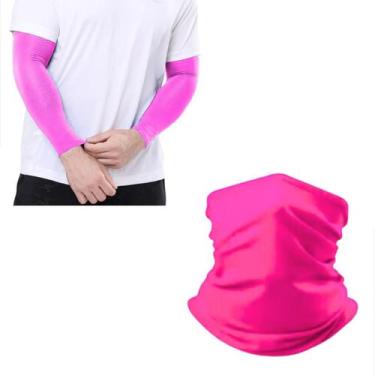 Imagem de Kit Manguito Compressão Proteção Solar Cobre Braço Bandana Tubular Cob