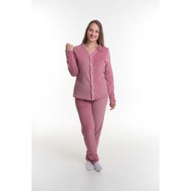 Imagem de Pijama de inverno com Botões Quentinho Feminino - Super Estilo, Rosa e
