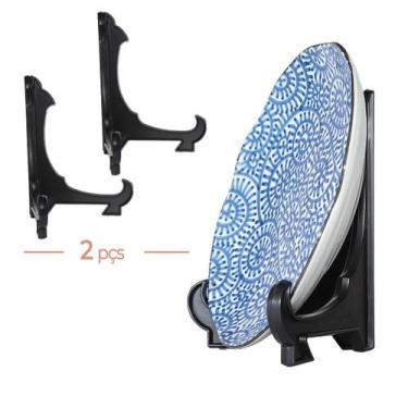 Imagem de Kit Com 2 Peças Suporte Para Pratos e Azulejos Preto 20cm - AC