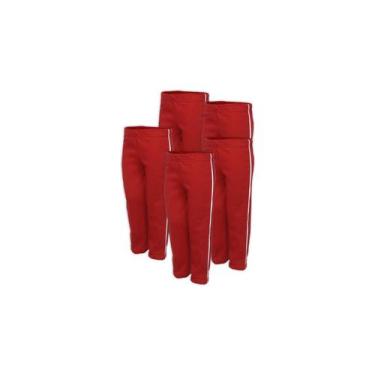 Imagem de Calça Moletom Infantil Masculina Punho Flanelada Kit 5 Vermelho - Del 