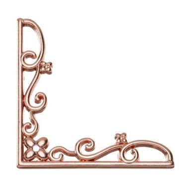 Imagem de Cantoneira Fina Flor Grande 4 Peças Enfeite Espelho Bandeja - Metallic