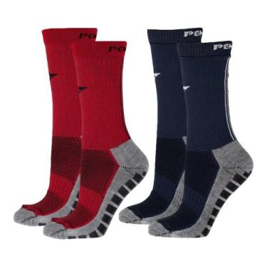 Imagem de Kit 2 Pares de Meias Penalty Grip Masculina, Vermelho, Marinho, 39-44