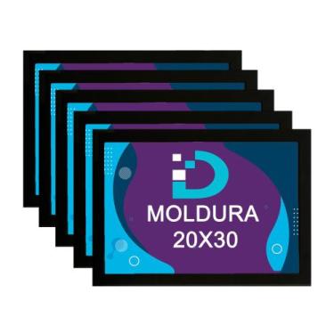 Imagem de Kit 5 Molduras Pretas 20x30 Com Fundo Em Eucatex Para Decoração e Arte