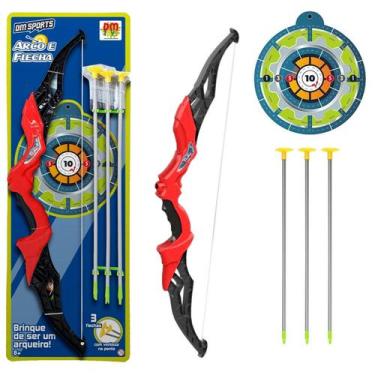 Imagem de Arco E Flecha Infantil Com Alvo 3 Flechas - Dm Toys, Vermelho