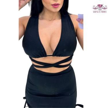Imagem de Conjunto Biquíni + Saia Ajustável Gringas Model, Preto, Único 36-42