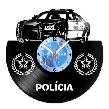 Imagem de Relógio De Parede Disco Vinil Profissões - Viatura de Polícia - VPR-09