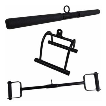 Imagem de Puxador D Reto 70 cm + Triângulo Remada + Reto Profissional Academia -