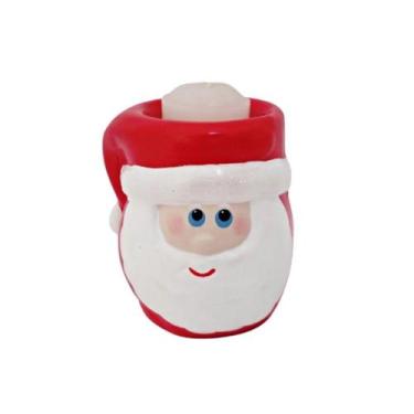 Imagem de Porta Vela Papai Noel de Ceramica Natal Com Vela Rechaud - Decore Casa