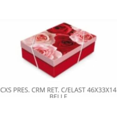 Imagem de Caixa De Presente C/Elástico Tam 46x33x14 Vermelha/Floral - Cromus