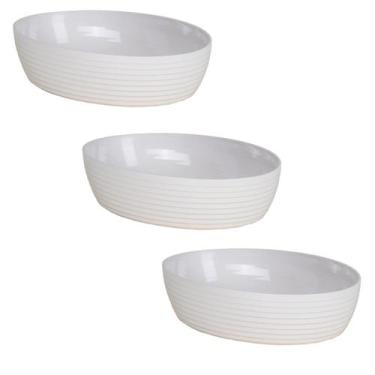 Imagem de Kit 3 Travessa Oval Com Friso LE CHEF 28x19,5x6 Cm Branca - Paramount